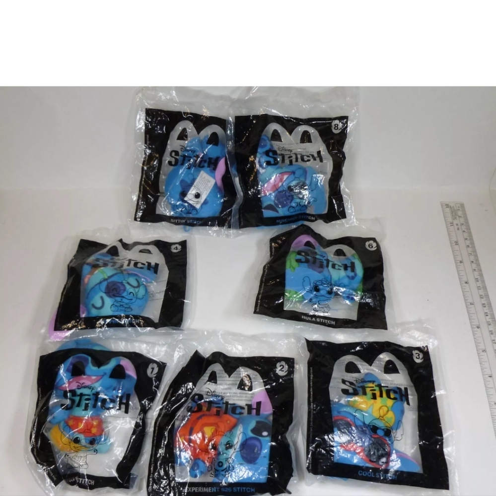 2022 Stitch McDonald's toys set of 7 (#5 missing) New w/boxes - Picture 2 of 5